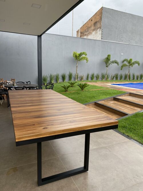Imagem do produto Mesa Flórida 300x110cm Tampo Teca Ripado